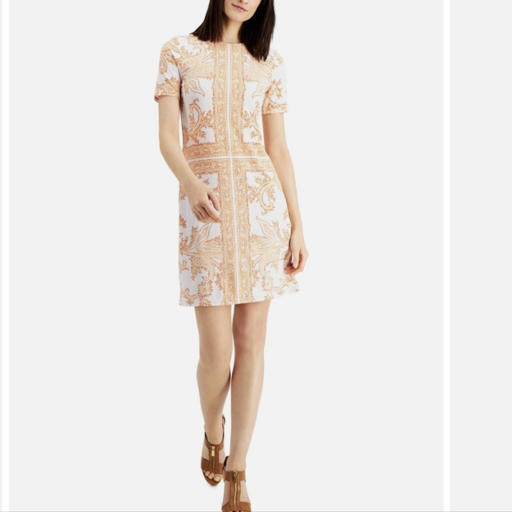 MICHAEL by Michael Kors Scarf Print Dress Nectarine